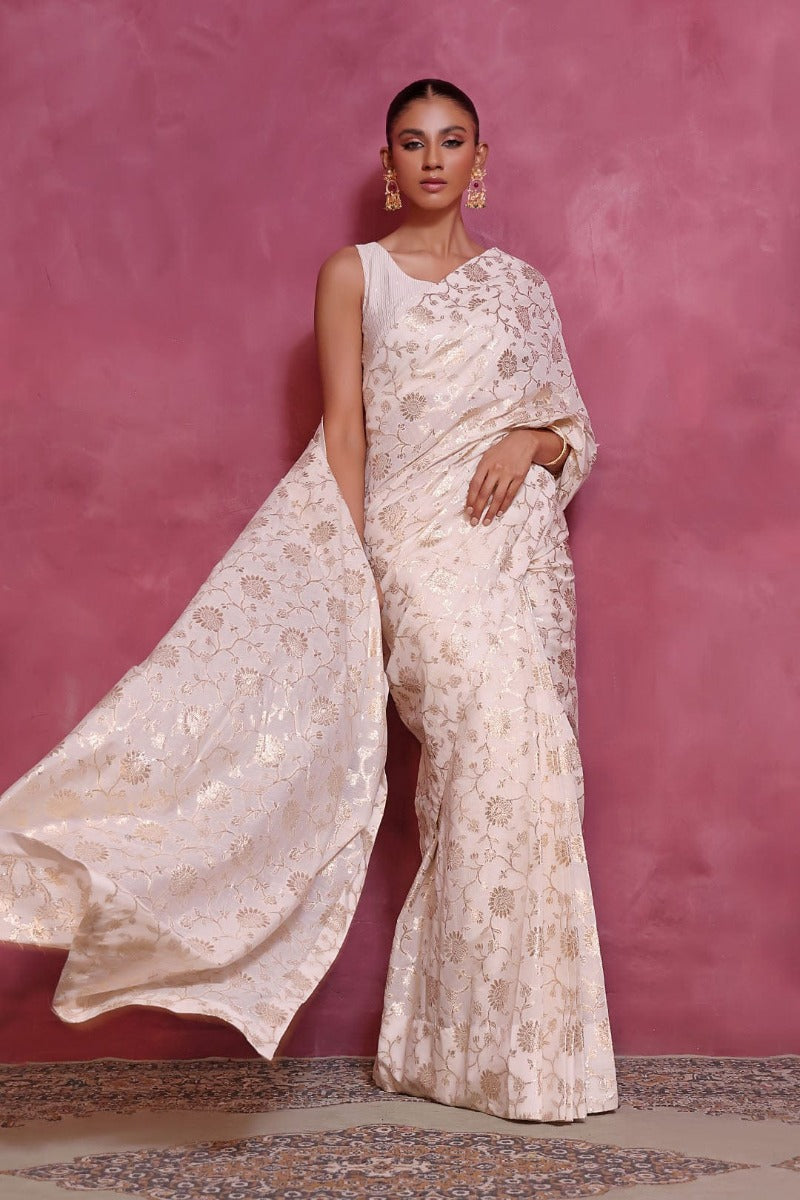 Sanas - Cotton Lorex Saree - SHIREEN FESTIVE - SR202270 - Ivory