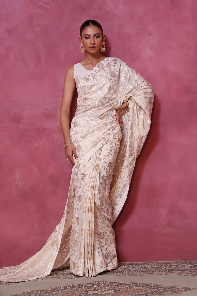 Sanas - Cotton Lorex Saree - SHIREEN FESTIVE - SR202270 - Ivory