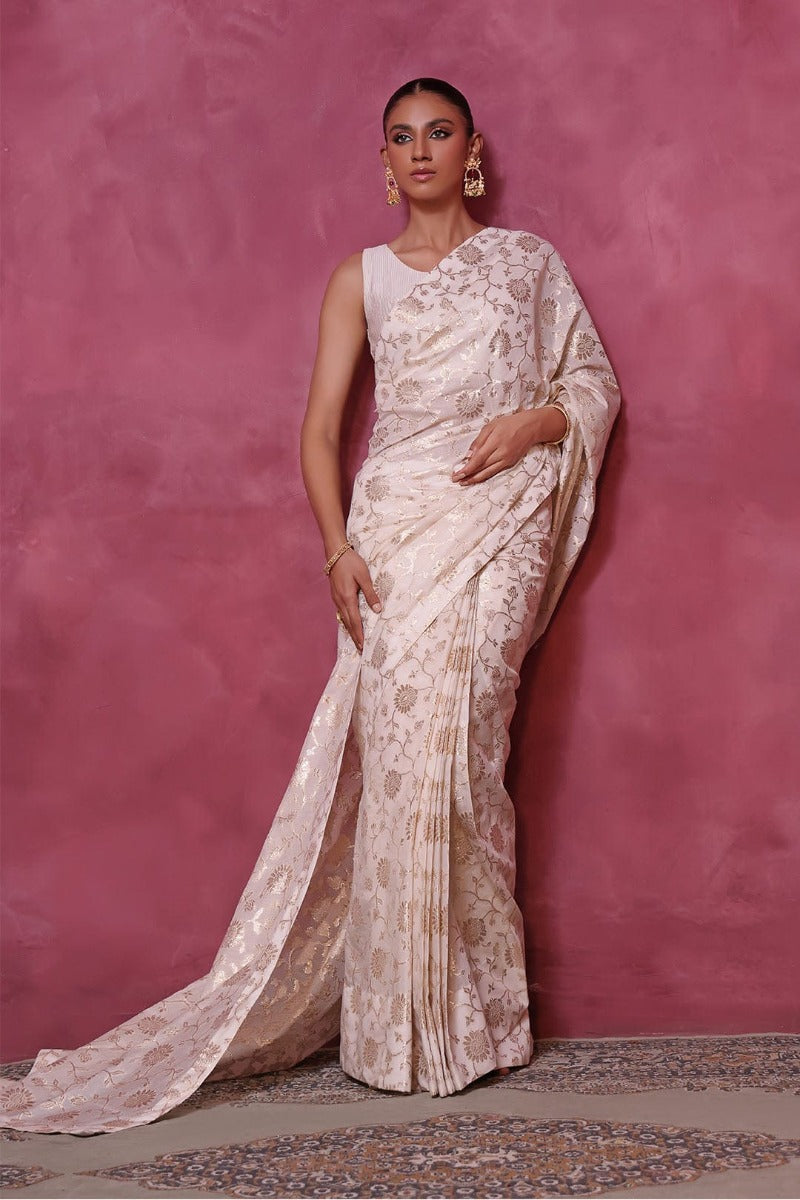 Sanas - Cotton Lorex Saree - SHIREEN FESTIVE - SR202270 - Ivory