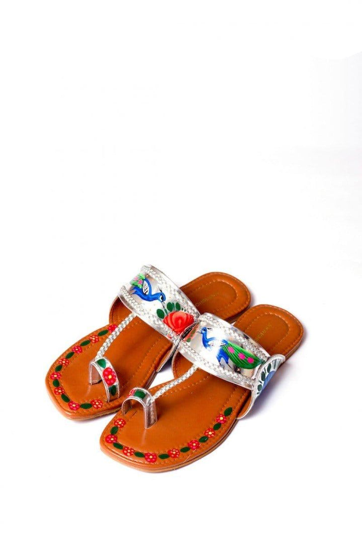JootiShooti - Hand Painted Mor Bagh Silver - Studio by TCS