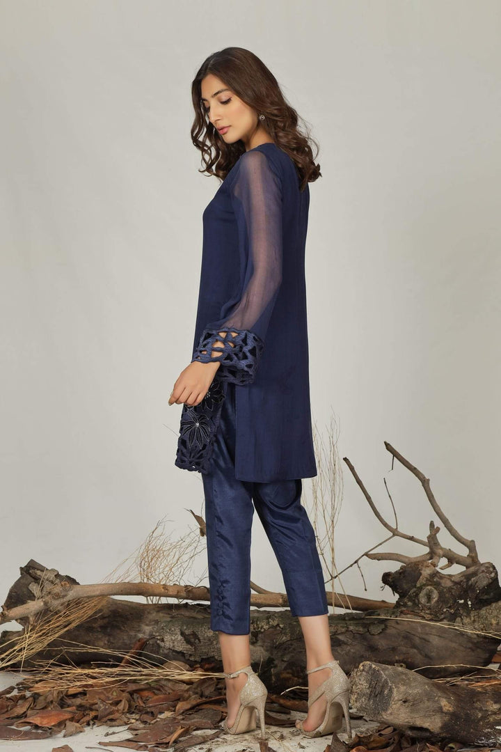 Natasha Kamal - Blu - Navy Blue with Silver Embroidered