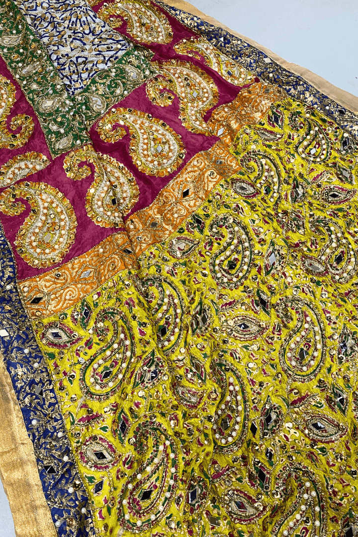 Design by Amina - Printed Heavy Mirror Work Silk Dupatta - 01 - Studio by TCS