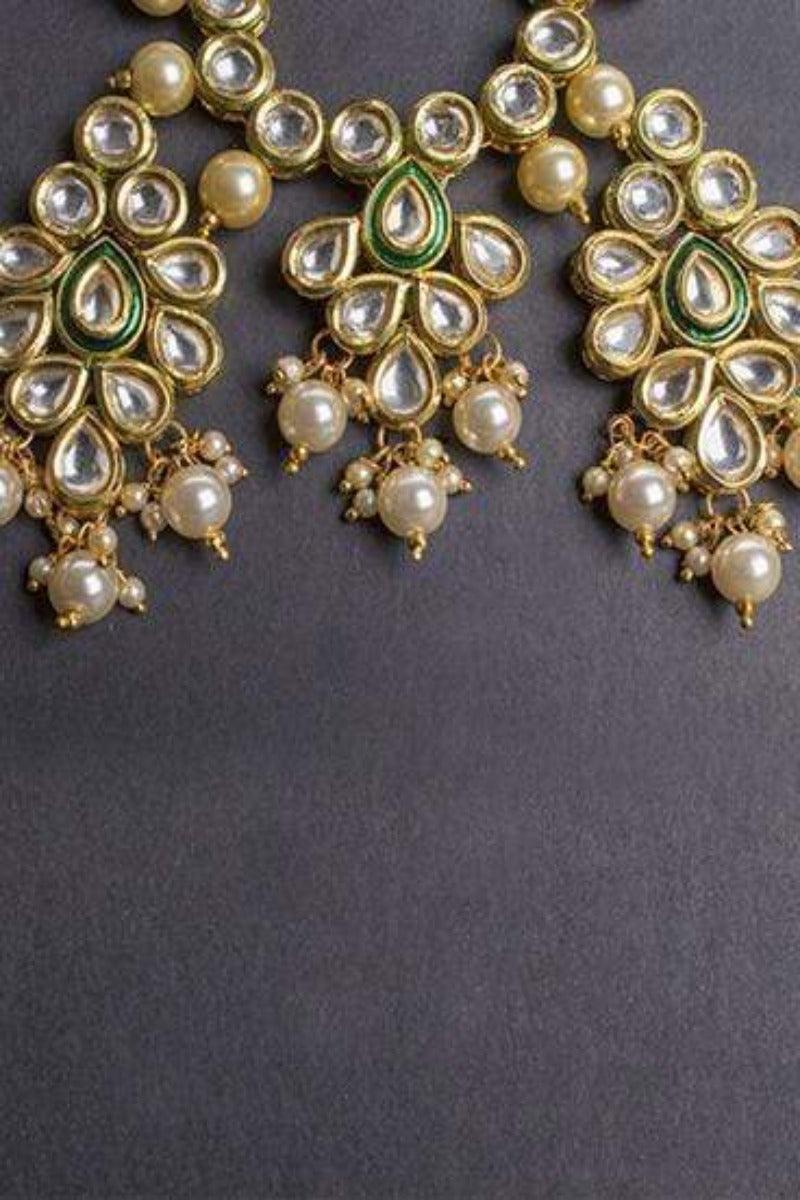 Designs By Amina - Kundan Necklace And Earrings In Pearl