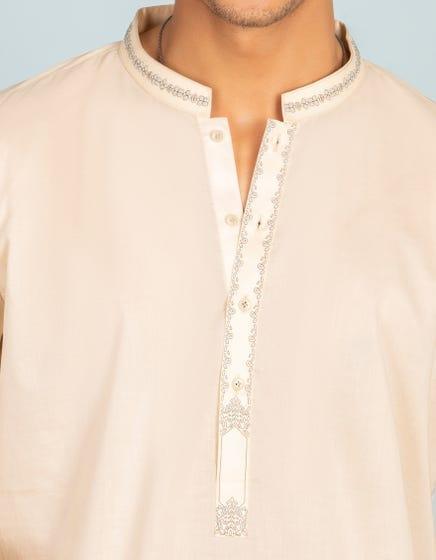 J. - Junaid Jamshed | Light Peach Cotton Semi-Formal Kurta - Studio by TCS