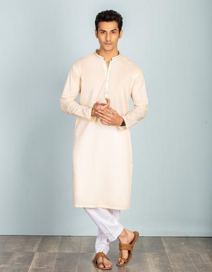 J. - Junaid Jamshed | Light Peach Cotton Semi-Formal Kurta - Studio by TCS