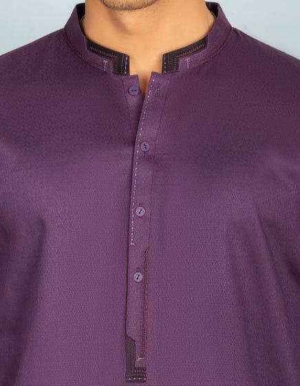 J. - Junaid Jamshed | Deep Purple Cotton Semi-Formal Kurta - Studio by TCS