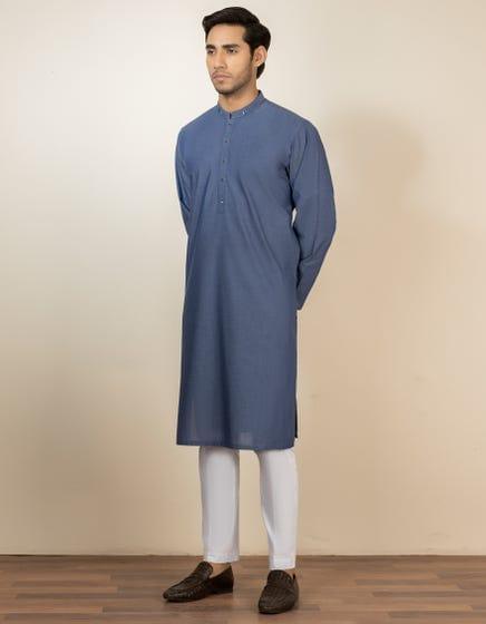 J. - Junaid Jamshed | Men Pigeon Blue Kurta For Men - Studio by TCS