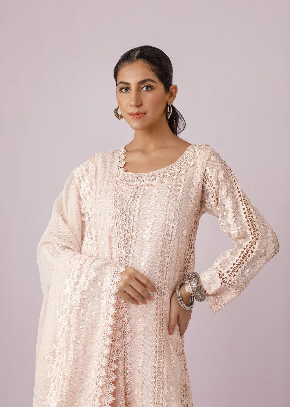 Rizwan Beyg - Shabeena Pink - Embroidered Chiffon & Cotton - 2 Piece - Studio by TCS