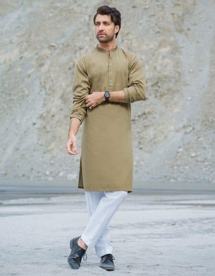J. - Junaid Jamshed | Olive Blended Kurta - Studio by TCS