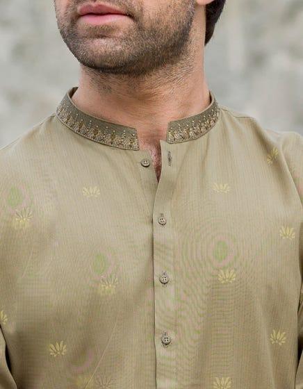 J. - Junaid Jamshed | Olive Blended Kurta - Studio by TCS
