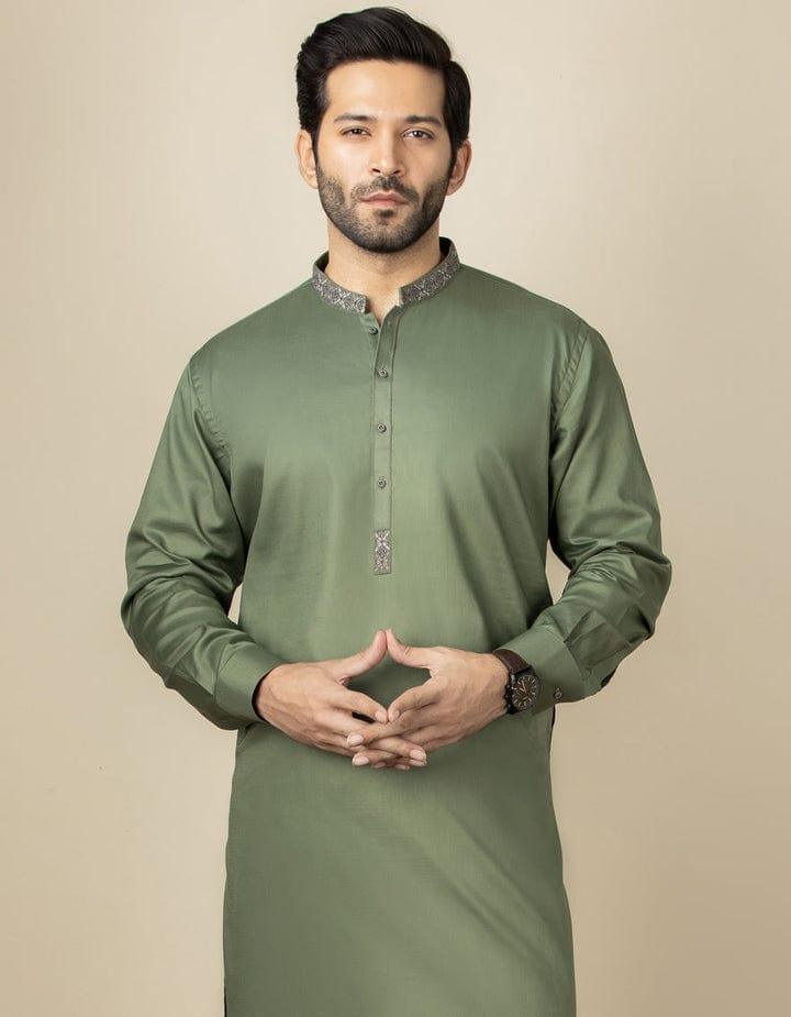 Junaid Jamshed | Semi-Formal Army Green Suit For Men - Studio by TCS