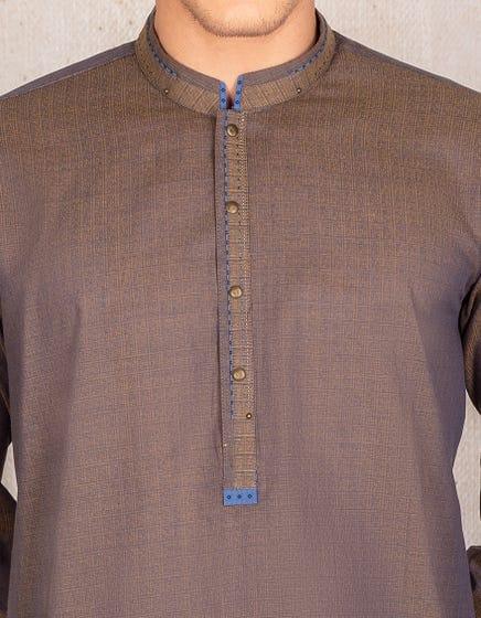 J. - Junaid Jamshed | Jacquard Light Brown Men Kurta - Studio by TCS