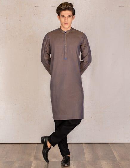 J. - Junaid Jamshed | Jacquard Light Brown Men Kurta - Studio by TCS