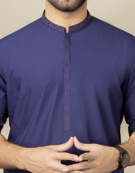 J. - Junaid Jamshed | Deep Purple Blended Kameez Shalwar - Studio by TCS