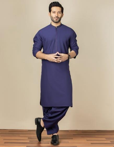 J. - Junaid Jamshed | Deep Purple Blended Kameez Shalwar - Studio by TCS