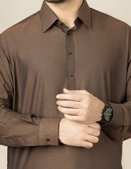 J. - Junaid Jamshed | Coffee Brown Cotton Kameez Shalwar - Studio by TCS