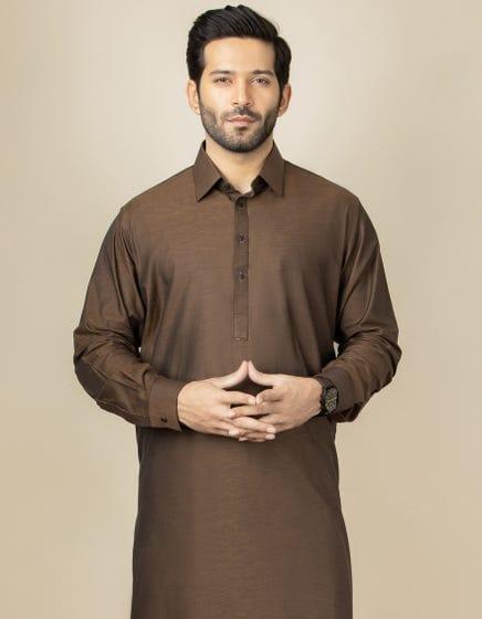 J. - Junaid Jamshed | Coffee Brown Cotton Kameez Shalwar - Studio by TCS