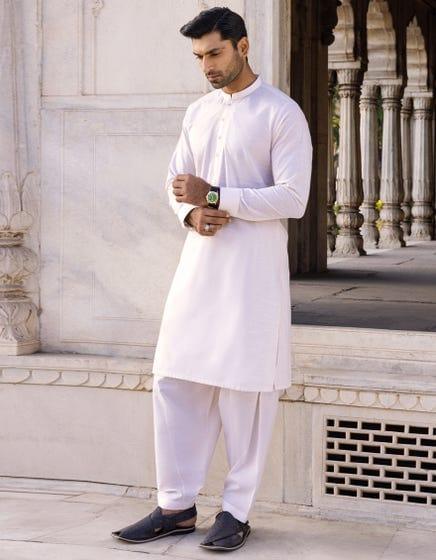 J. - Junaid Jamshed | Fawn Cotton Kameez Shalwar - Studio by TCS
