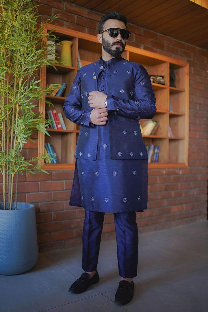 Leon Man - NAVY BLUE - Embroidered - 1 Piece - Studio by TCS