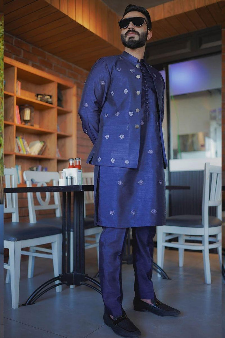 Leon Man - NAVY BLUE - Embroidered - 1 Piece - Studio by TCS