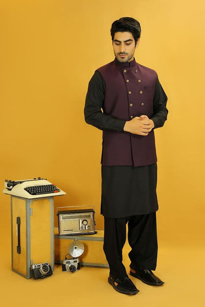 GEM Garments - Jawahrat - Waistcoat - Burgundy - 1 Piece - Indian Silk - Studio by TCS