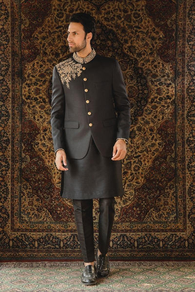 GEM Garments - Dilshad - Prince Coat - Black - 1 Piece - Viscose Polyester - Studio by TCS