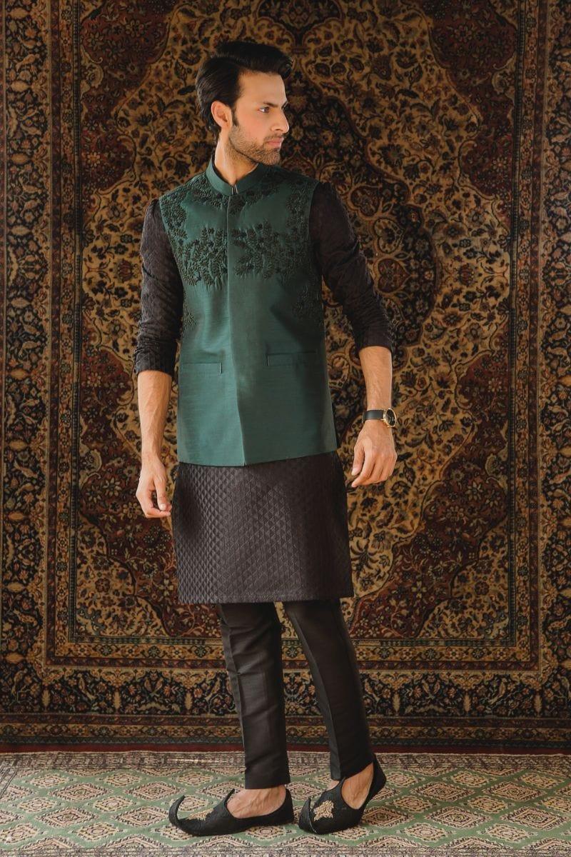 GEM Garments - Baraz - Waistcoat - Dark Green - 1 Piece - Indian Silk - Studio by TCS