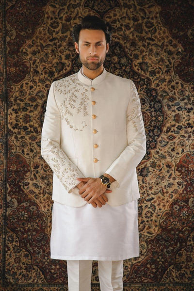 GEM Garments - Arash - Prince Coat - Off White - 1 Piece - Indian Silk - Studio by TCS