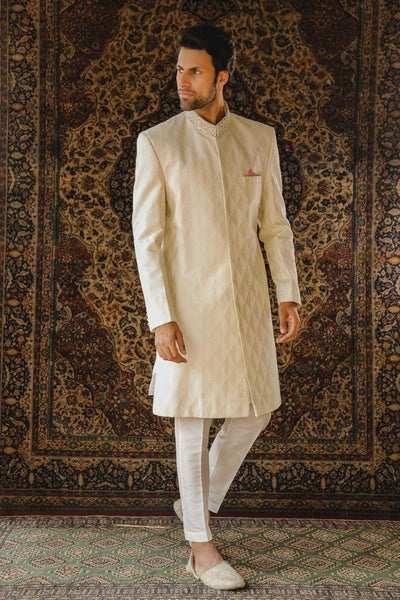 GEM Garments - Gazsi - Sherwani - Off White - 1 Piece - Indian Silk - Studio by TCS