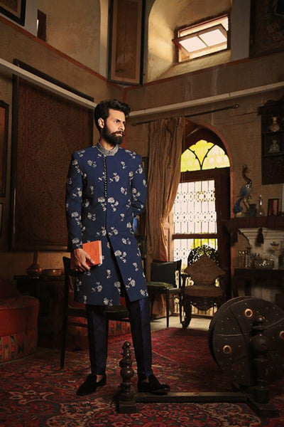 GEM Garments - Hasim - Sherwani - Blue - 1 Piece - Viscose Polyester - Studio by TCS