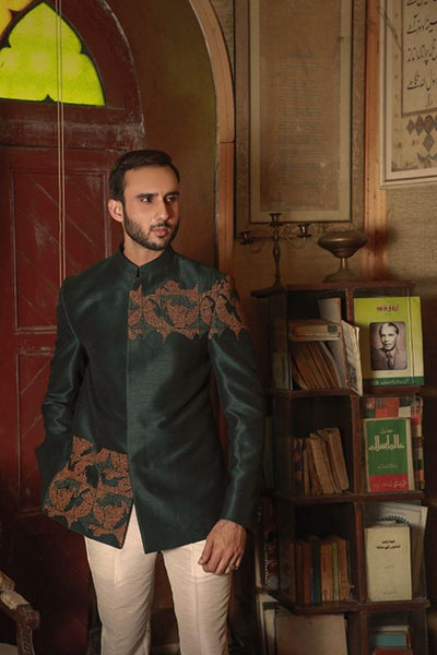 GEM Garments - Habeeb - Prince Coat - Dark Green - 1 Piece - Indian Silk - Studio by TCS