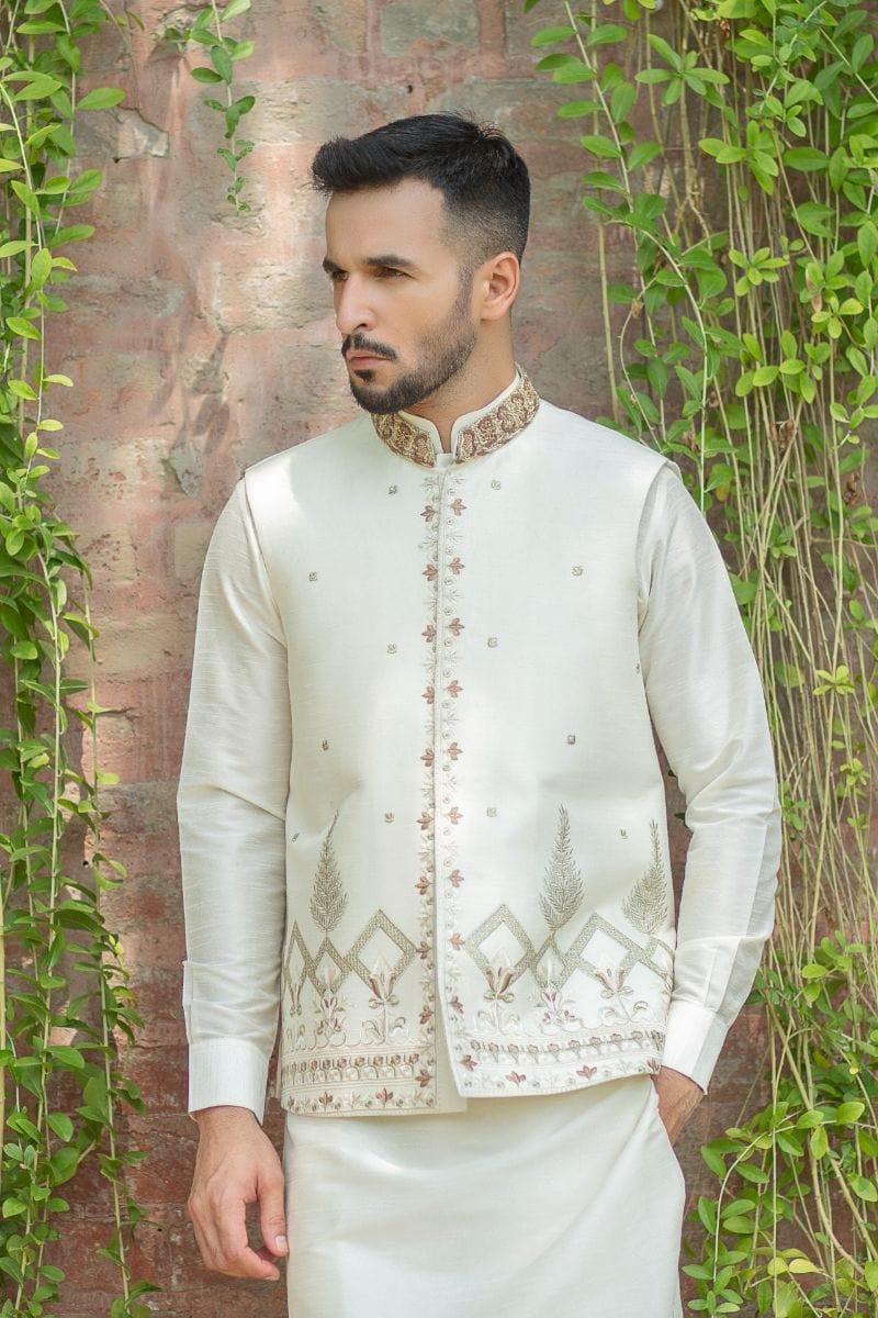 GEM Garments - Yaani - Waistcoat - Off White - 1 Piece - Indian Silk - Studio by TCS