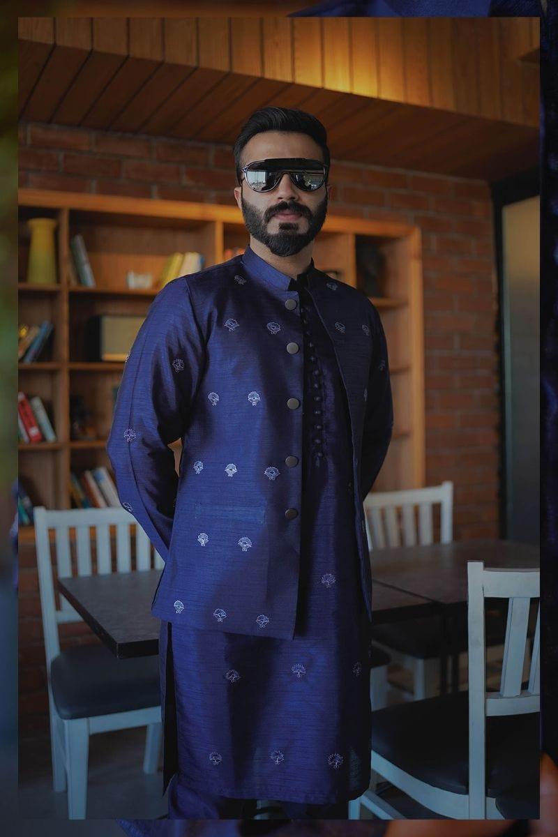 Leon Man - NAVY BLUE - Embroidered - 1 Piece - Studio by TCS