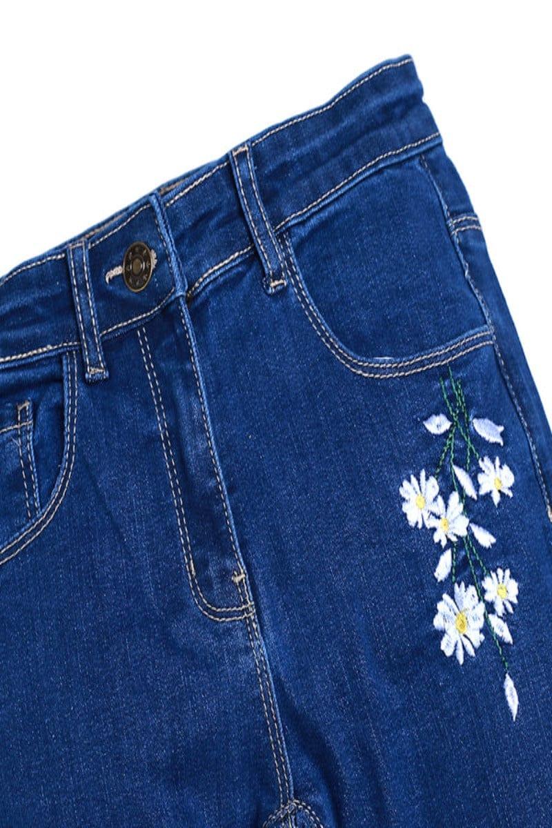 Hummingbirds Daisy Embroidered Jeans