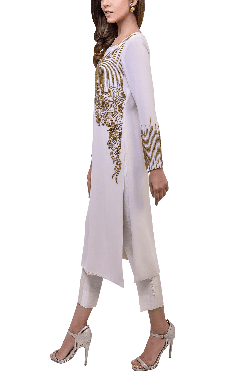 Natasha Kamal -  Leia Georgette Tunic With Lining & Raw Silk Trousers