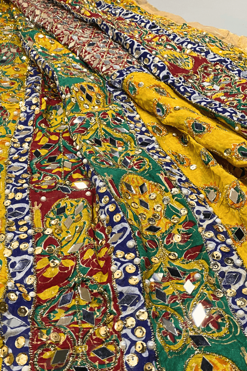 Design by Amina - Printed Heavy Mirror Work Silk Dupatta - 02 - Studio by TCS