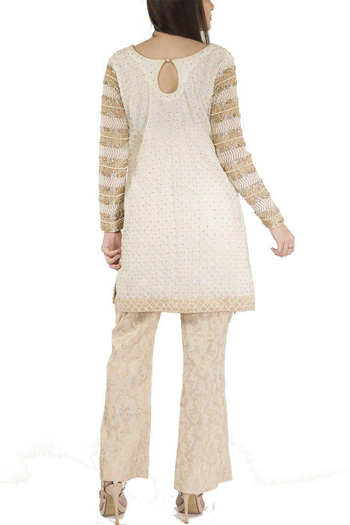 Maheen Ghani Taseer - Net Shirt With Jamawar Pants
