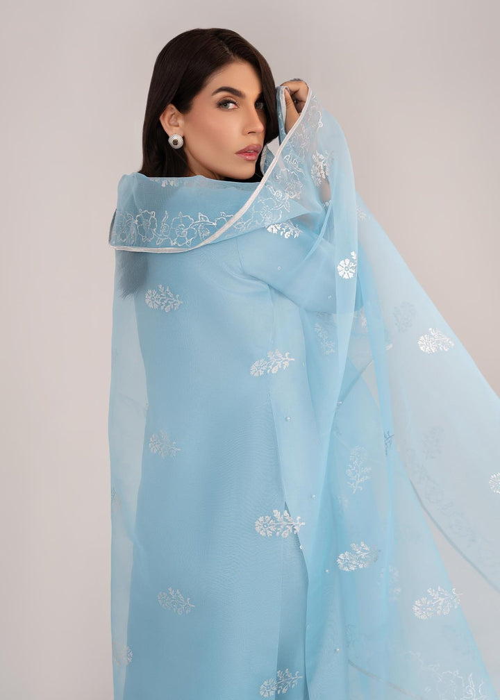 Allure by Ih - DAWN Silk Suit For Women - Powder Blue - 3 Piece