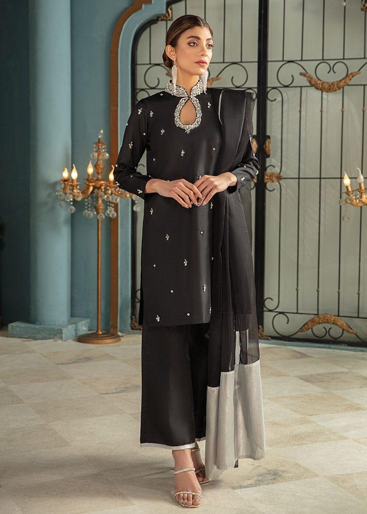 Allure by Ih - GRACE Katan Silk Suit For Women - Black - 3 Piece