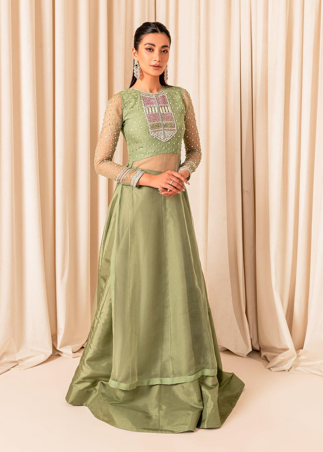 Allure by Ih - MOLLY Organza Suit For Women - Matcha Green - 3 Piece