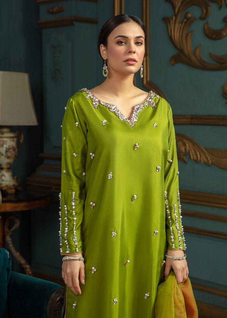 Allure by Ih - MOSS Katan Silk Suit For Women - Green - 3 Piece