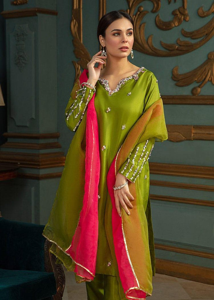 Allure by Ih - MOSS Katan Silk Suit For Women - Green - 3 Piece