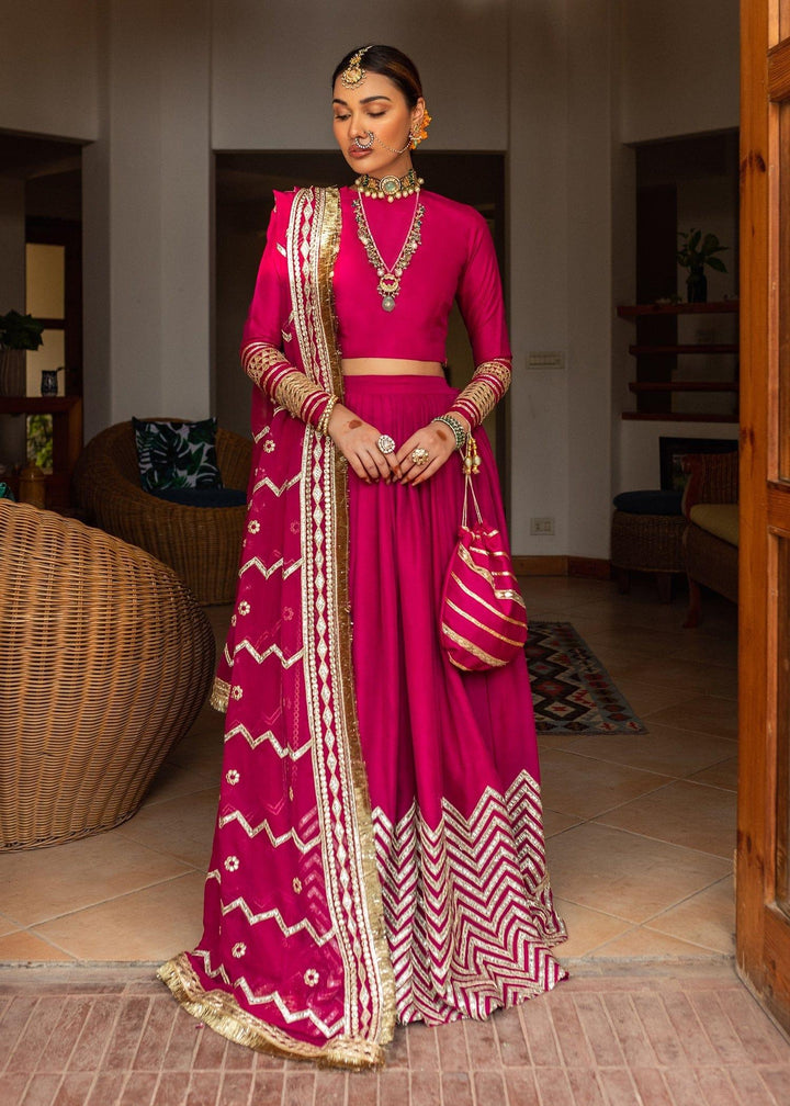 Allure by Ih - SITAAR Silk & Chiffon Suit For Women - Magenta - 4 Piece