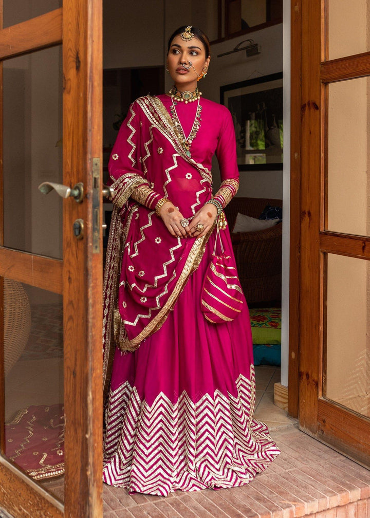 Allure by Ih - SITAAR Silk & Chiffon Suit For Women - Magenta - 4 Piece