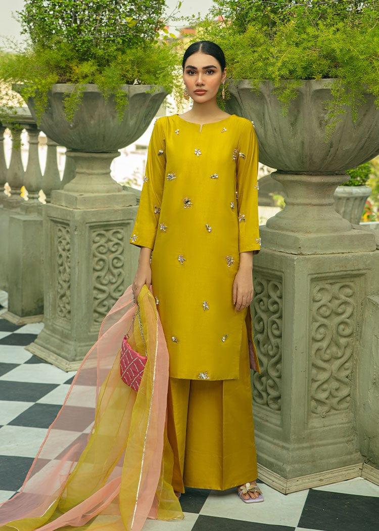 Ayeza khan in Allure by Ih - SUBLIME Katan Silk Suit For Women - Lime Green - 3 Piece