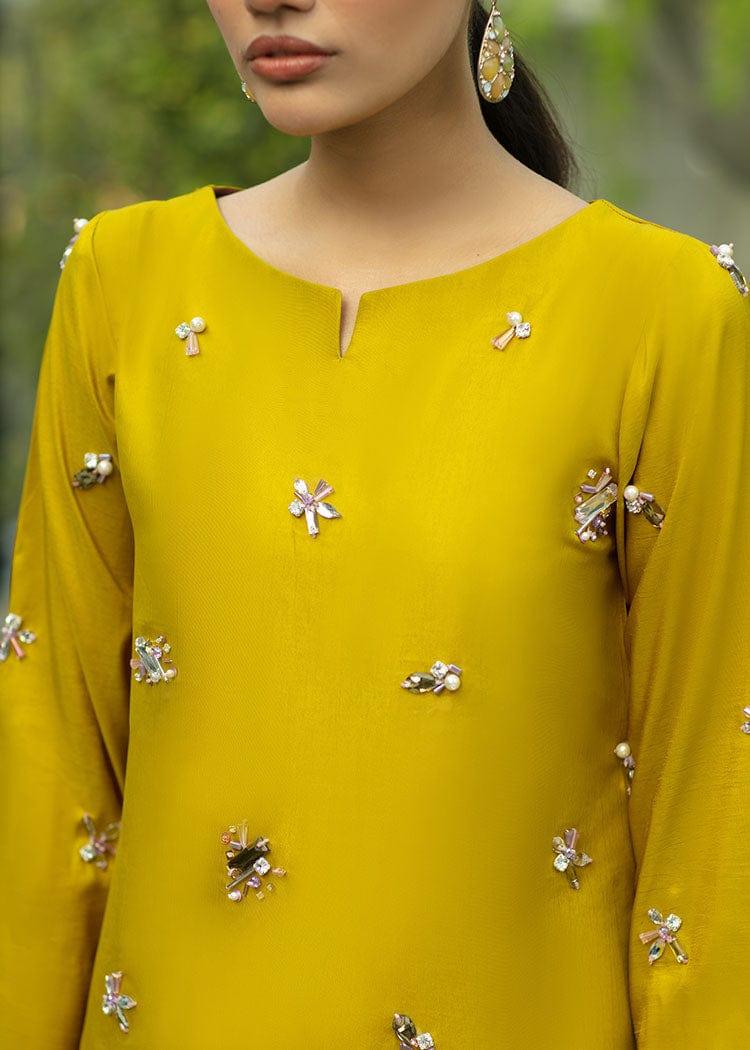 Ayeza khan in Allure by Ih - SUBLIME Katan Silk Suit For Women - Lime Green - 3 Piece