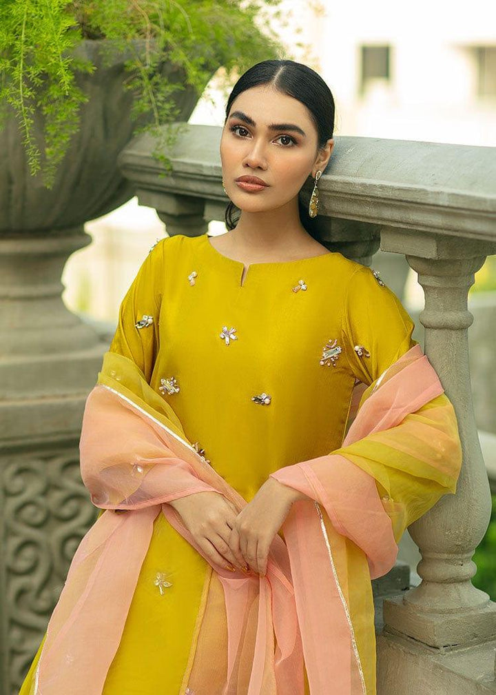 Ayeza khan in Allure by Ih - SUBLIME Katan Silk Suit For Women - Lime Green - 3 Piece