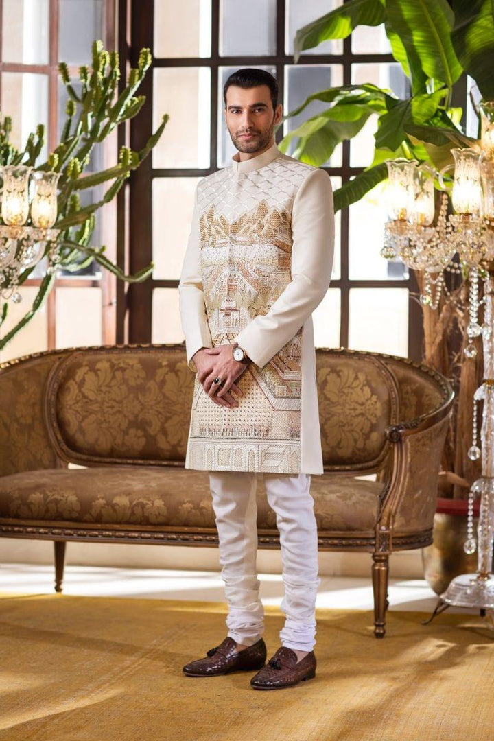 GEM Garments - Alam - Sherwani - Off White - 1 Piece - Viscose Polyester - Studio by TCS
