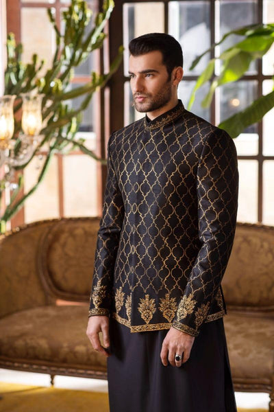 GEM Garments - Chashni - Prince Coat - Black - 1 Piece - Indian Silk - Studio by TCS