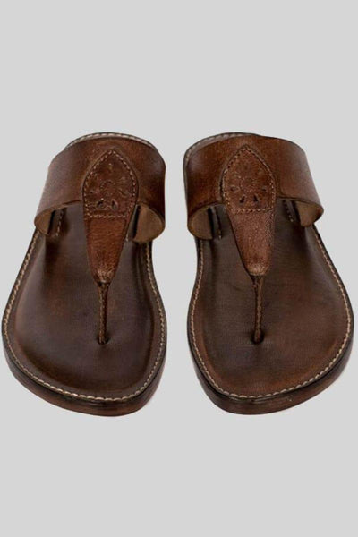 Novado - Kolhapuri Slippers with Hand-Carved Design - Brown - Studio by TCS